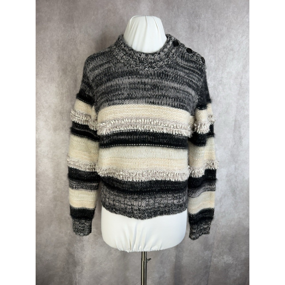 Unsubscribed Cashmere Racoon Hair Knit Striped Sweater In Multi Size XS